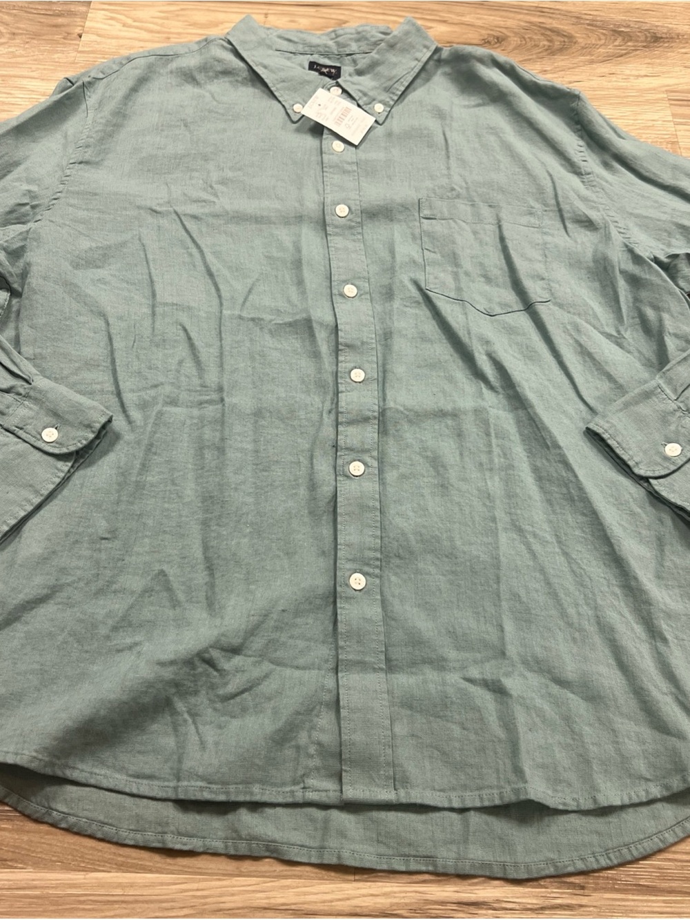 J.Crew Classic Linen Blend Oxford Button Down Shirt Green Men’s 2XL AL179 $110